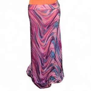 Women's Marble-Effect Maxi Skirt - Pink Multi
